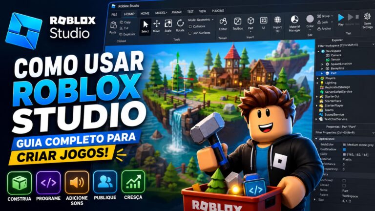 Como usar Roblox Studio para criar jogos no Roblox passo a passo.