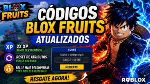Códigos ativos de Blox Fruits para ganhar XP em dobro e reset de atributos no Roblox.