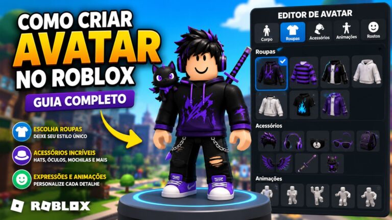 Como criar um avatar personalizado no Roblox utilizando roupas e acessórios.