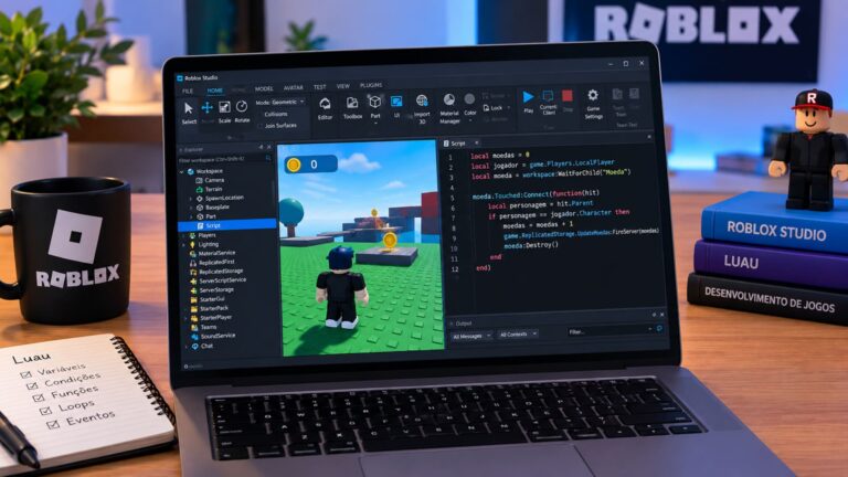 Como programar no Roblox usando Roblox Studio e Luau.