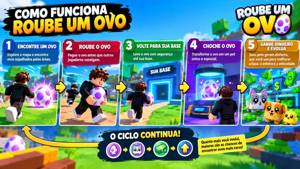 Como jogar Roube um ovo no Roblox.
