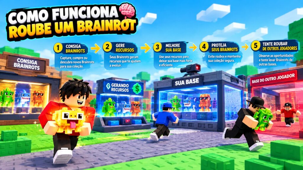 Como funciona Roube um Brainrot.